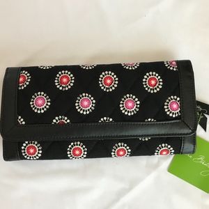VERA BRADLEY Parisian Pom Pom Trifold Wallet Black
